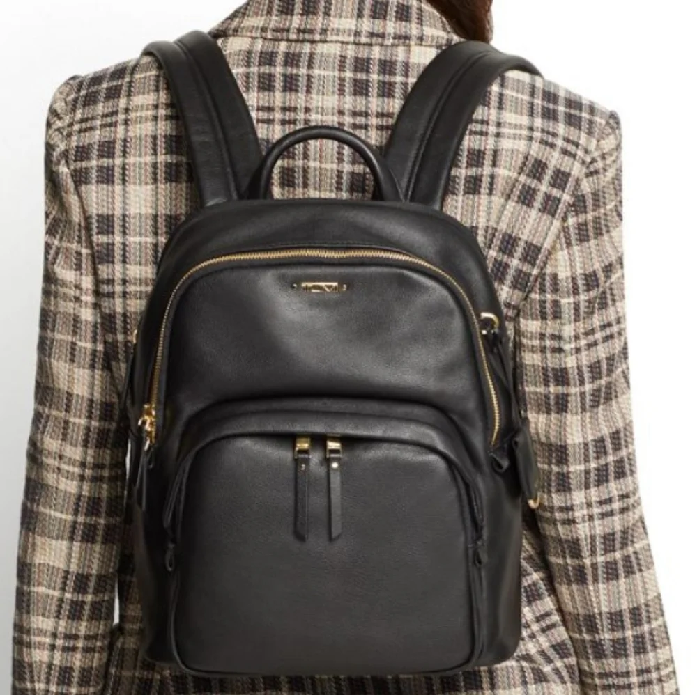 NWT Tumi Voyageur Dori Fine Grain Cow Leather Backpack In Gray